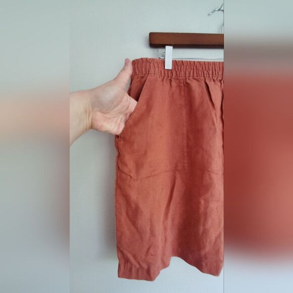 Garnet Hill 100% Linen Rust Orange Plus Skirt with Front Pockets Size 18 - Picture 4 of 10